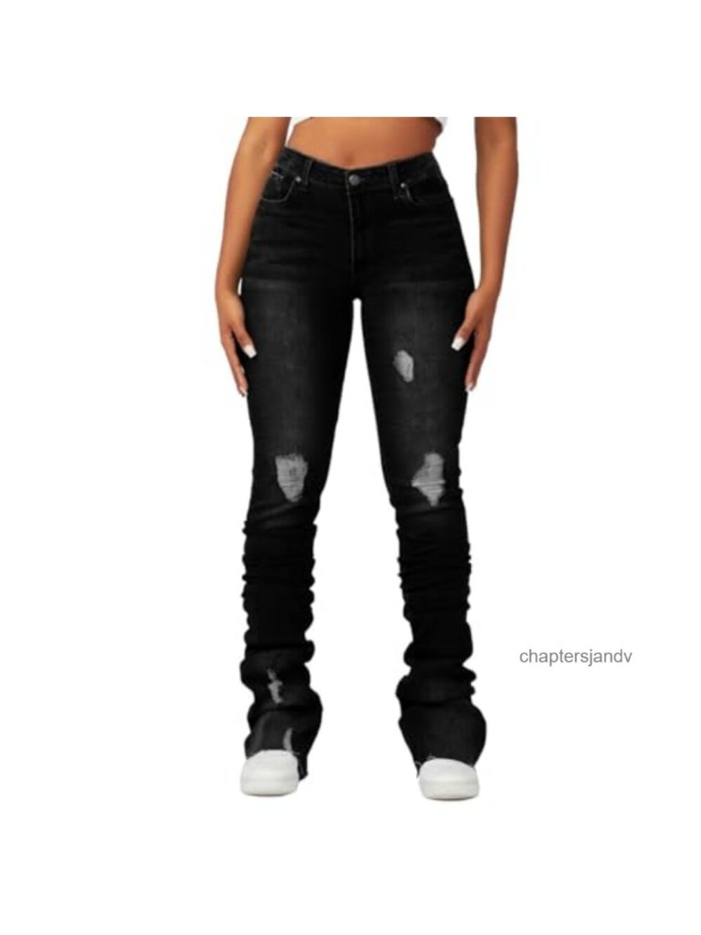 High Waisted Stacked Flared Bell Bottom Jeans Stretch Slim Fit Denim